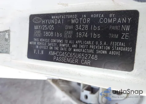 2005 Hyundai Accent Gls из США, поврежденный, VIN KMHCG45C65U652748